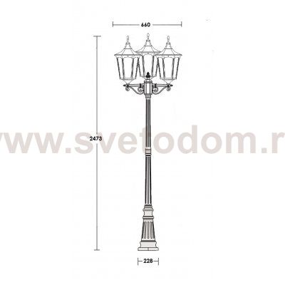 Светильник столб уличный 3 фонаря Oasis Light 79709LB Bl