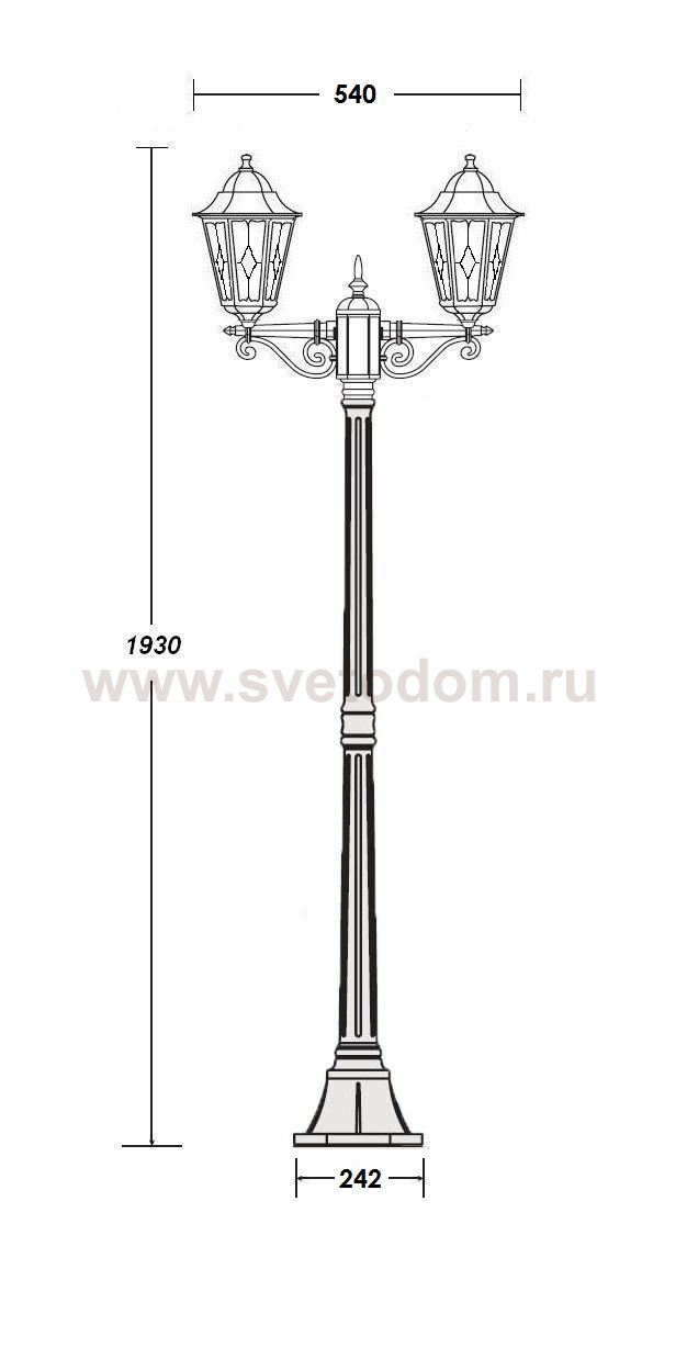 Светильник столб уличный 2 фонаря Oasis Light 79808lgA Bl