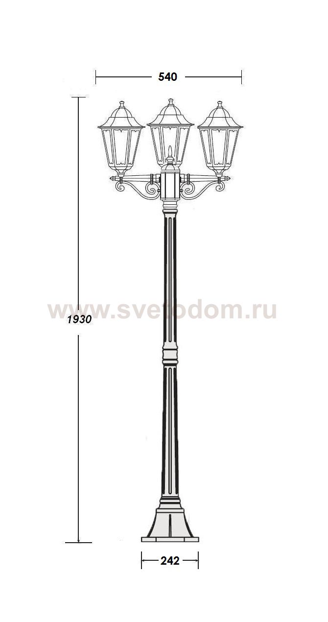Светильник столб уличный 3 фонаря Oasis Light 79808MB Bl