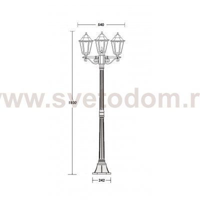 Светильник столб уличный 3 фонаря Oasis Light 79808MB Bl