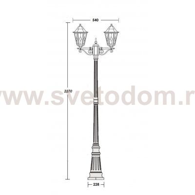 Светильник столб уличный 2 фонаря Oasis Light 79809lgA Bl