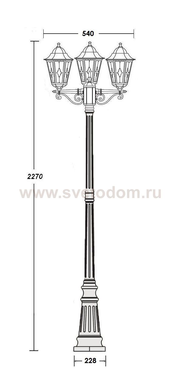 Светильник столб уличный 3 фонаря Oasis Light 79809lgB Bl