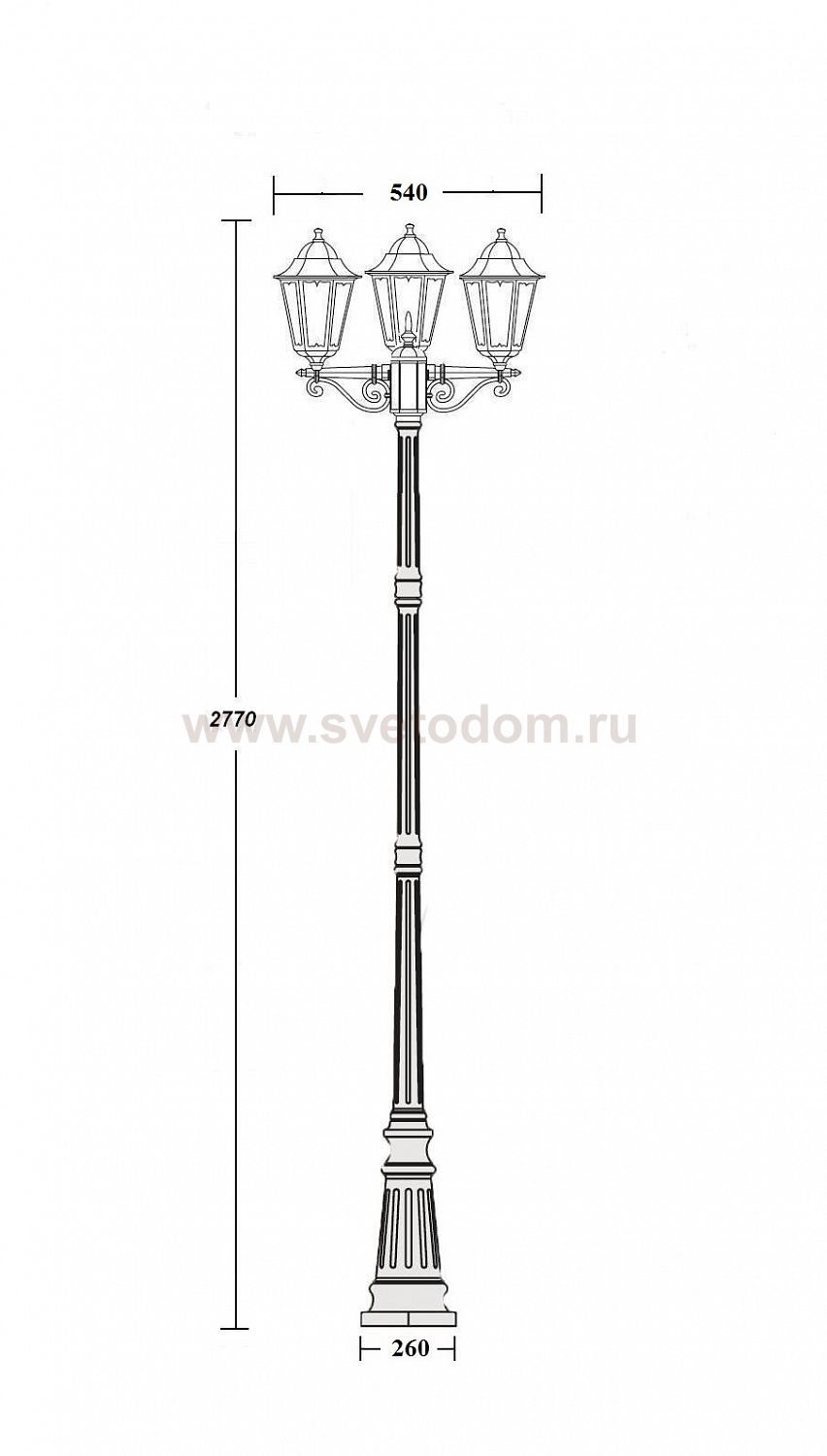 Светильник столб уличный 3 фонаря Oasis Light 79810MB 18 Bl