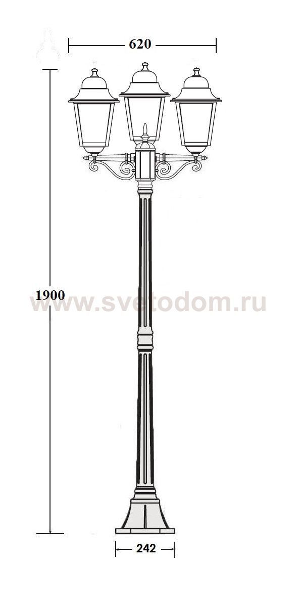 Светильник столб уличный 3 фонаря Oasis Light 79908LB Bl
