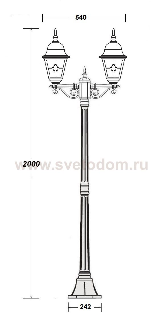 Светильник столб уличный 2 фонаря Oasis Light 79908MAlgG Bl