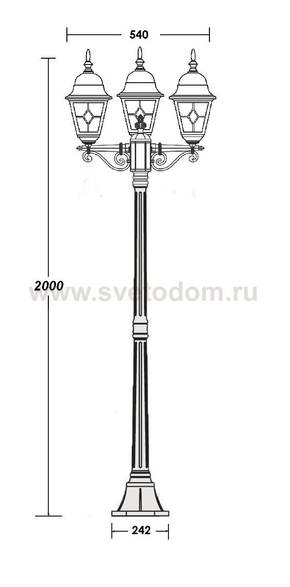 Светильник столб уличный 3 фонаря Oasis Light 79908MBlgG Bl