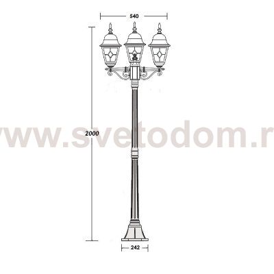 Светильник столб уличный 3 фонаря Oasis Light 79908MBlgG Bl