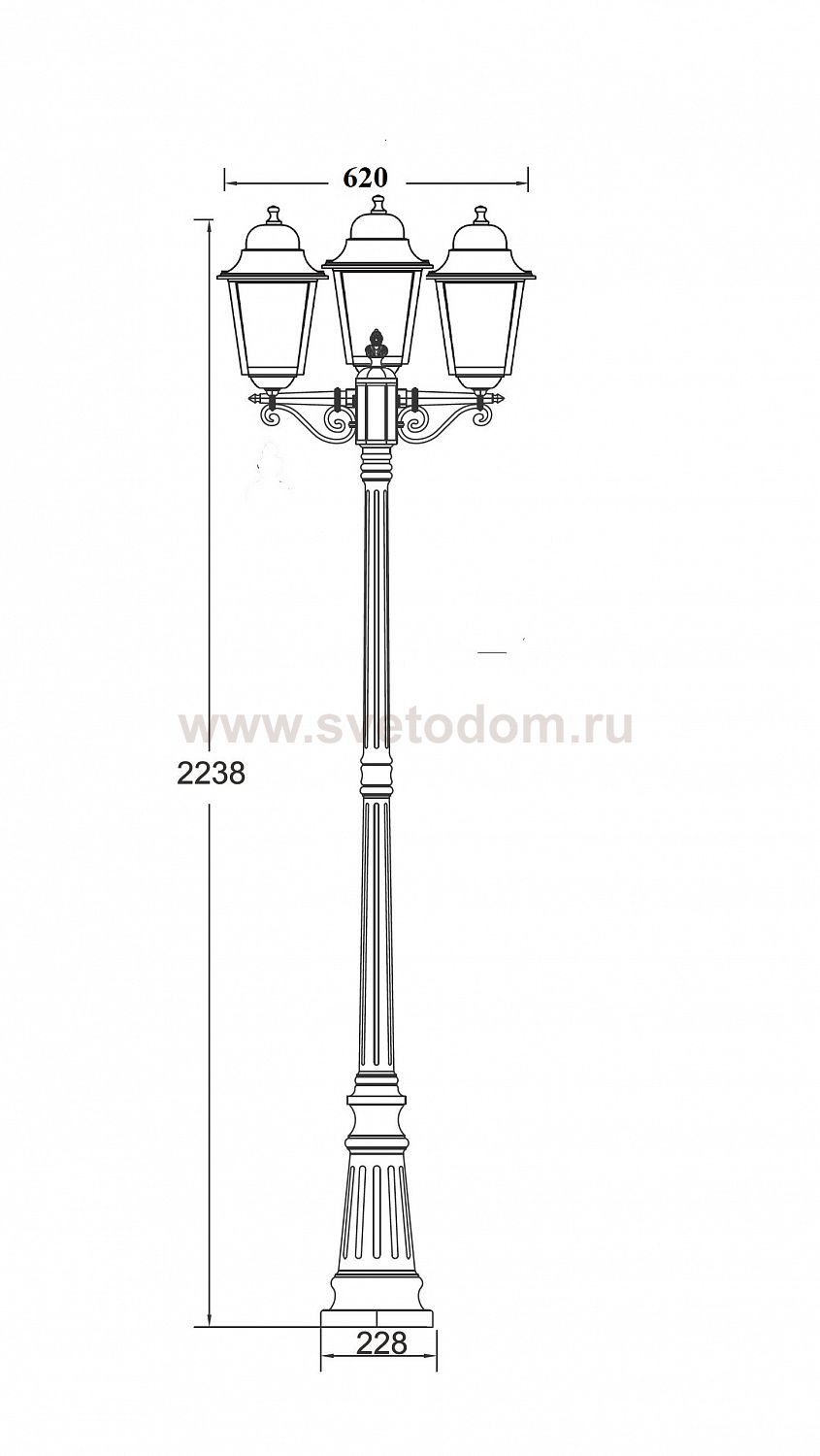 Светильник столб уличный 3 фонаря Oasis Light 79909LB Bl