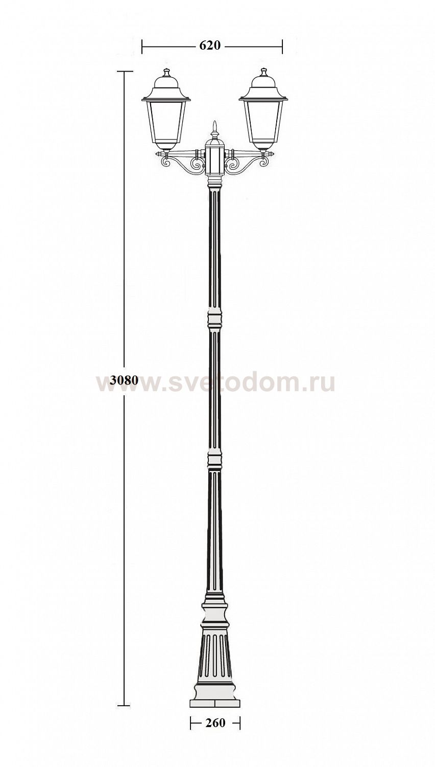 Светильник столб уличный 2 фонаря Oasis Light 79910LA 21 Bl
