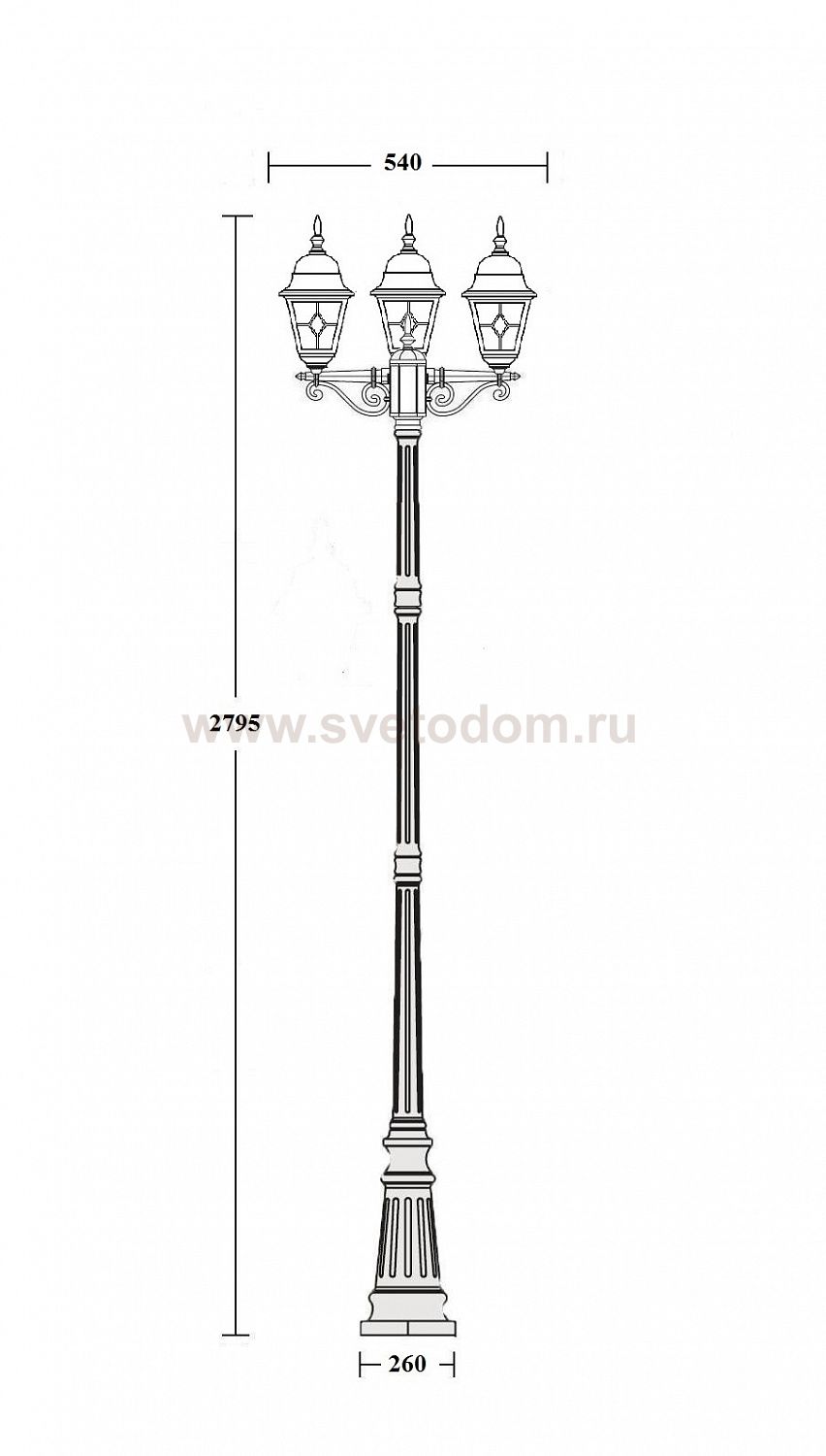 Светильник столб уличный 3 фонаря Oasis Light 79910MBlgG 18 Bl