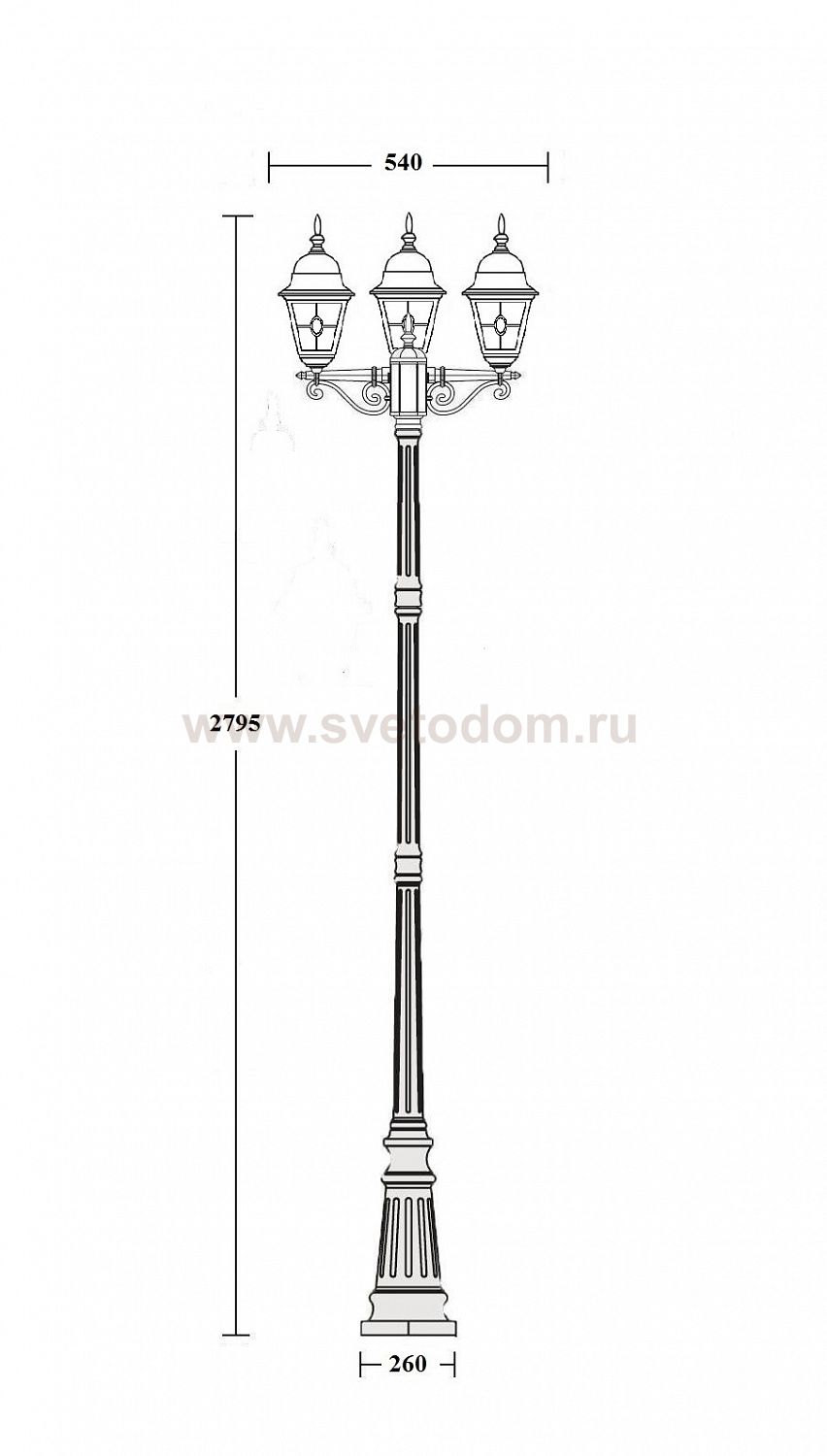 Светильник столб уличный 3 фонаря Oasis Light 79910MBlgY 18 Bl