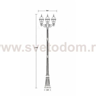 Светильник столб уличный 3 фонаря Oasis Light 79910MBlgY 18 Bl