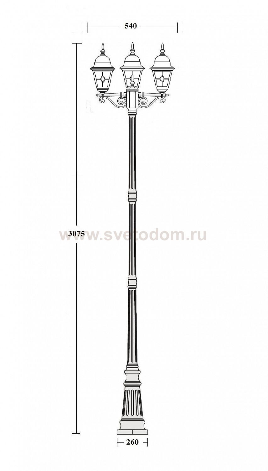 Светильник столб уличный 3 фонаря Oasis Light 79910MBlgY 21 Bl