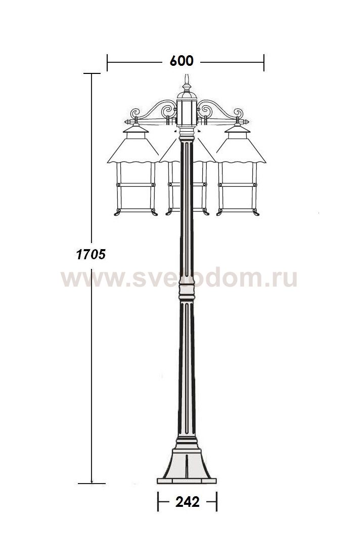 Светильник столб уличный 3 фонаря Oasis Light 81408B Gb