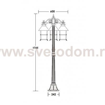 Светильник столб уличный 3 фонаря Oasis Light 81408B Gb