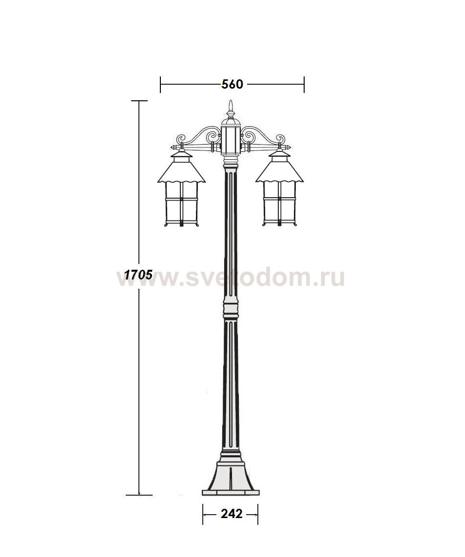 Светильник столб уличный 2 фонаря Oasis Light 81508A Gb