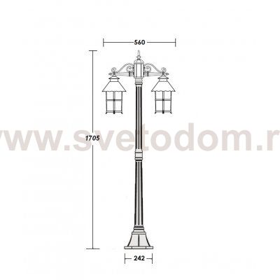 Светильник столб уличный 2 фонаря Oasis Light 81508A Gb