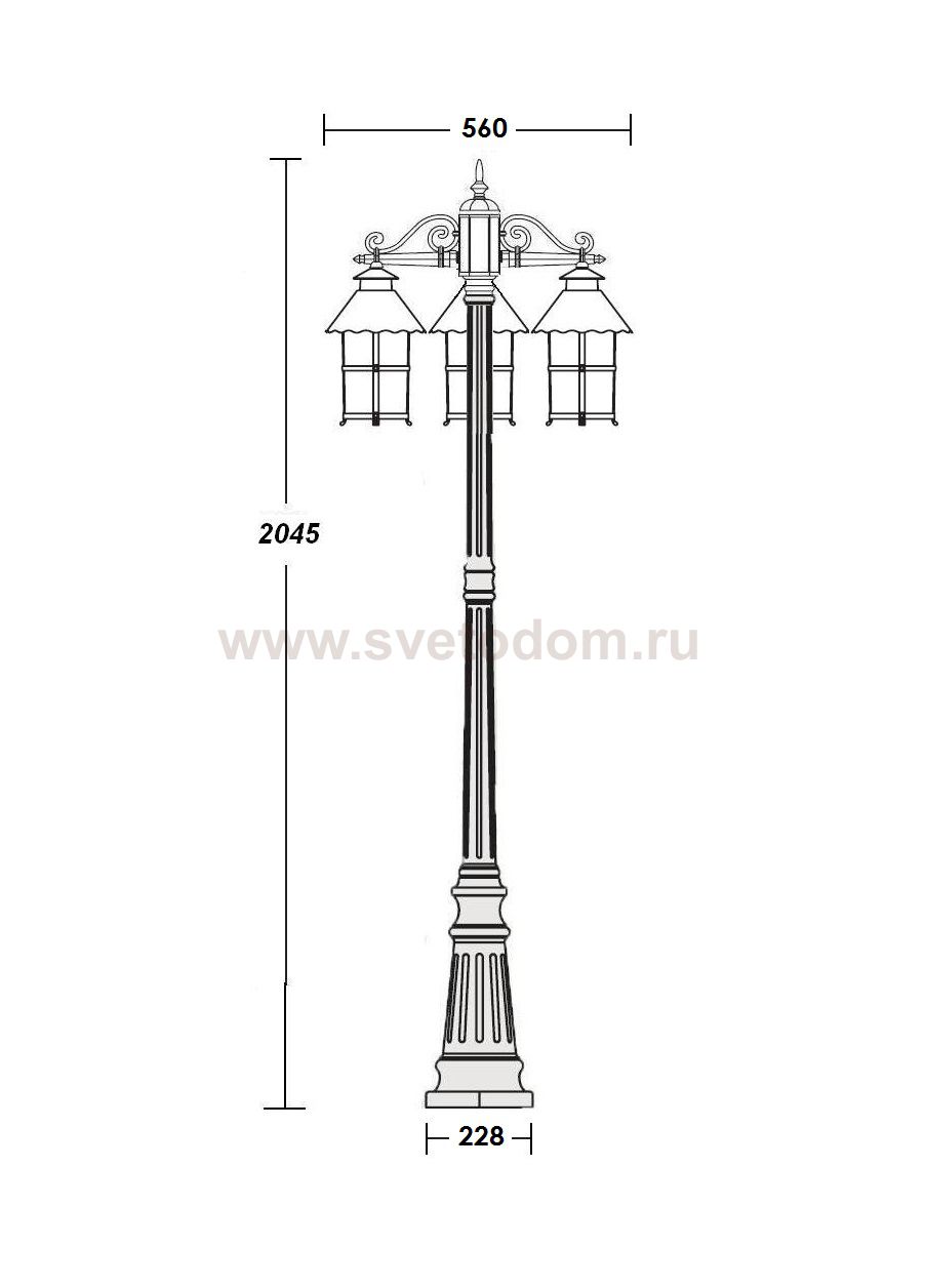 Светильник столб уличный 3 фонаря Oasis Light 81509B Gb