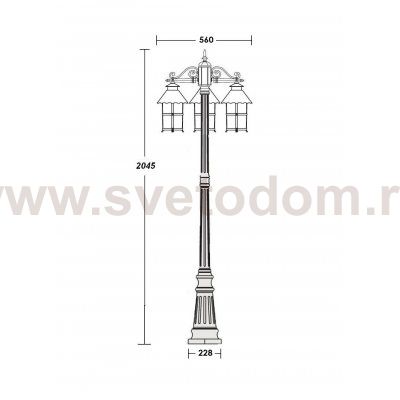 Светильник столб уличный 3 фонаря Oasis Light 81509B Gb