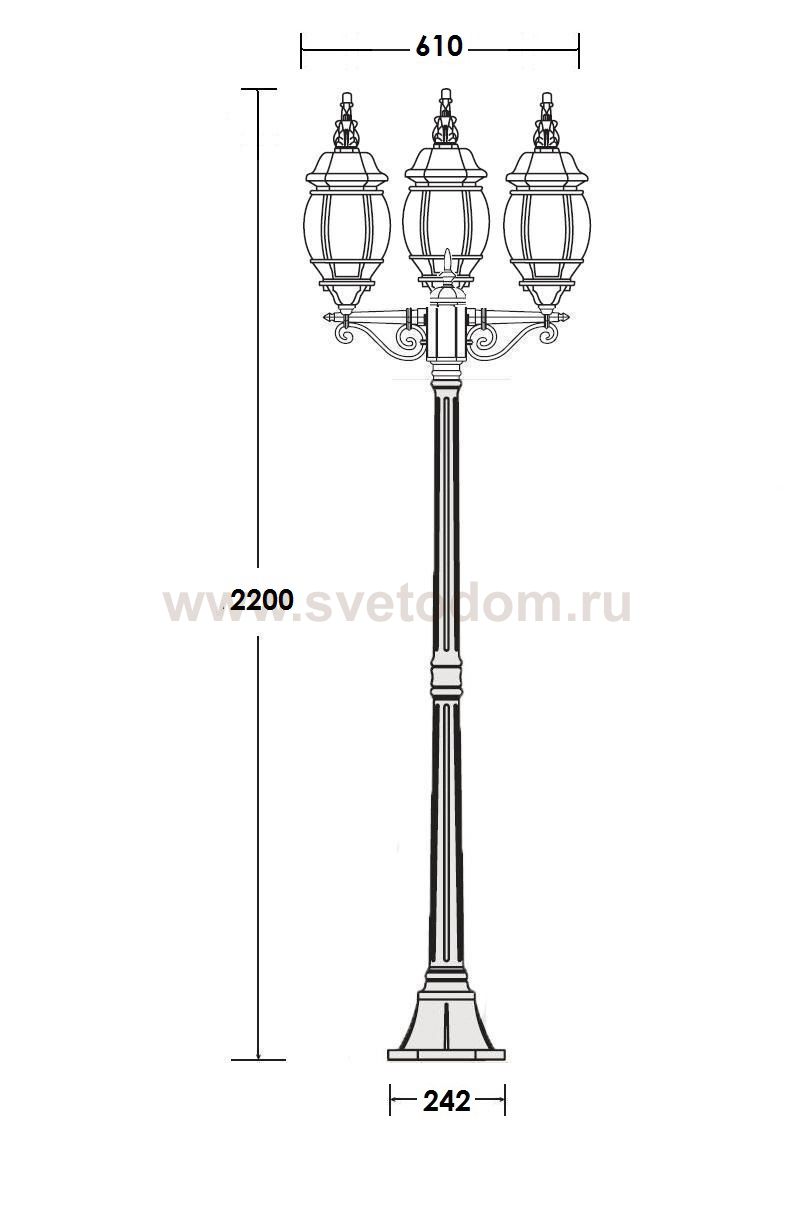 Светильник столб уличный 3 фонаря Oasis Light 83408LB Bl 