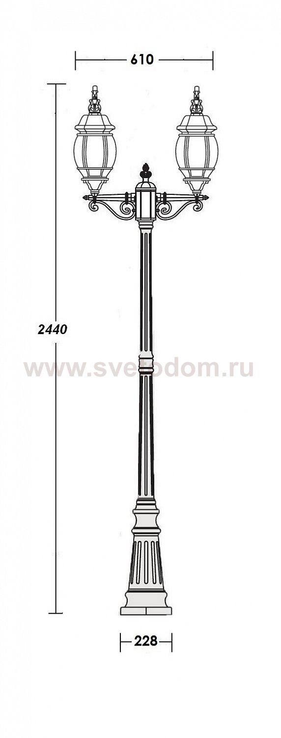 Светильник столб уличный 2 фонаря Oasis Light 83409LA Bl