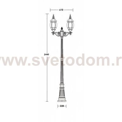 Светильник столб уличный 2 фонаря Oasis Light 83409LA Bl