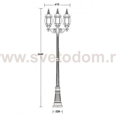 Светильник столб уличный 3 фонаря Oasis Light 83409LB Bl
