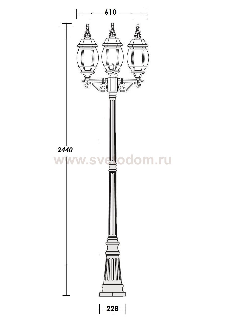 Светильник столб уличный 3 фонаря Oasis Light 83409LB W