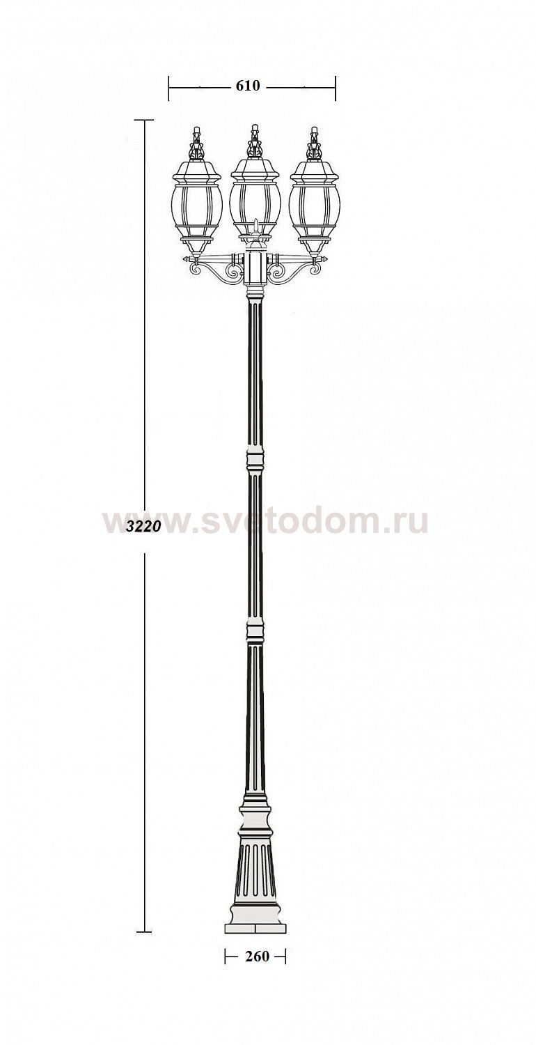 Светильник столб уличный 3 фонаря Oasis Light 83410LB 21 Bl