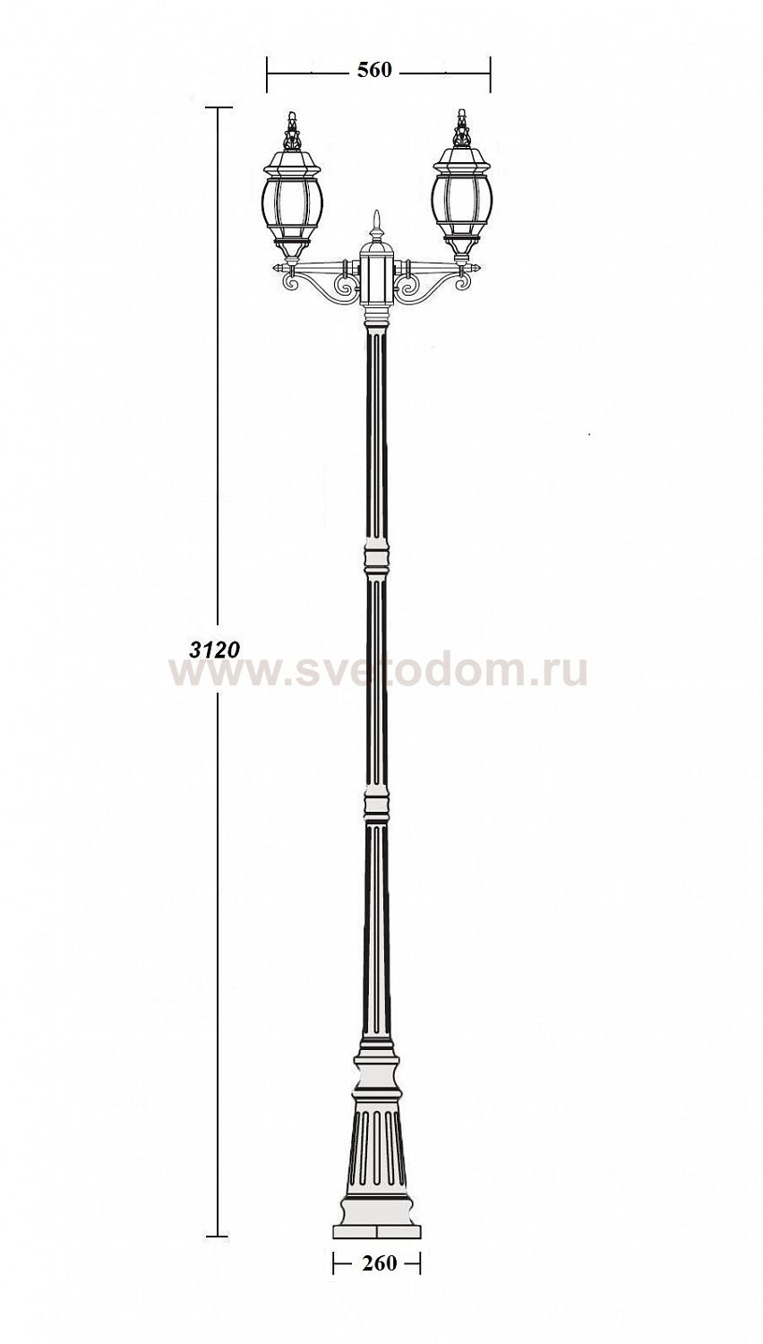 Светильник столб уличный 2 фонаря Oasis Light 83410SA 21 Bl