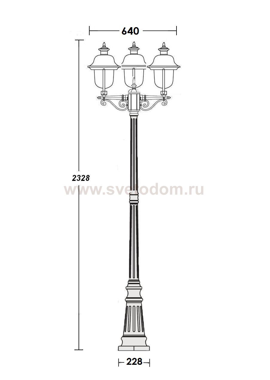 Светильник столб уличный 3 фонаря Oasis Light 84309cB Bl