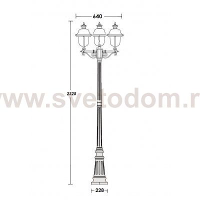 Светильник столб уличный 3 фонаря Oasis Light 84309cB Bl