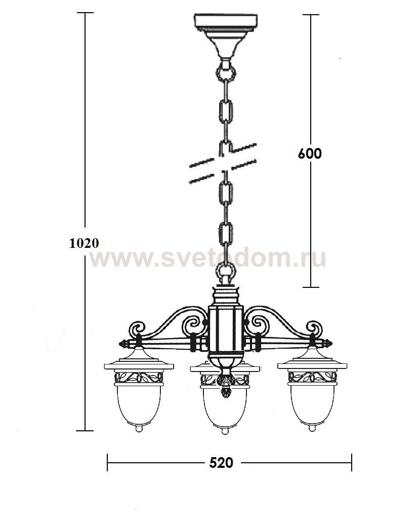 Люстра 3 рожка Oasis Light 87270S/3/02 Gb