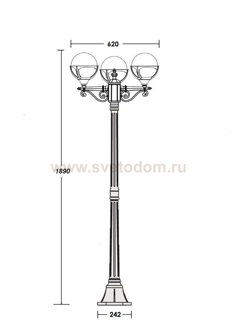 Светильник столб уличный 3 фонаря Oasis Light 88108B Bl