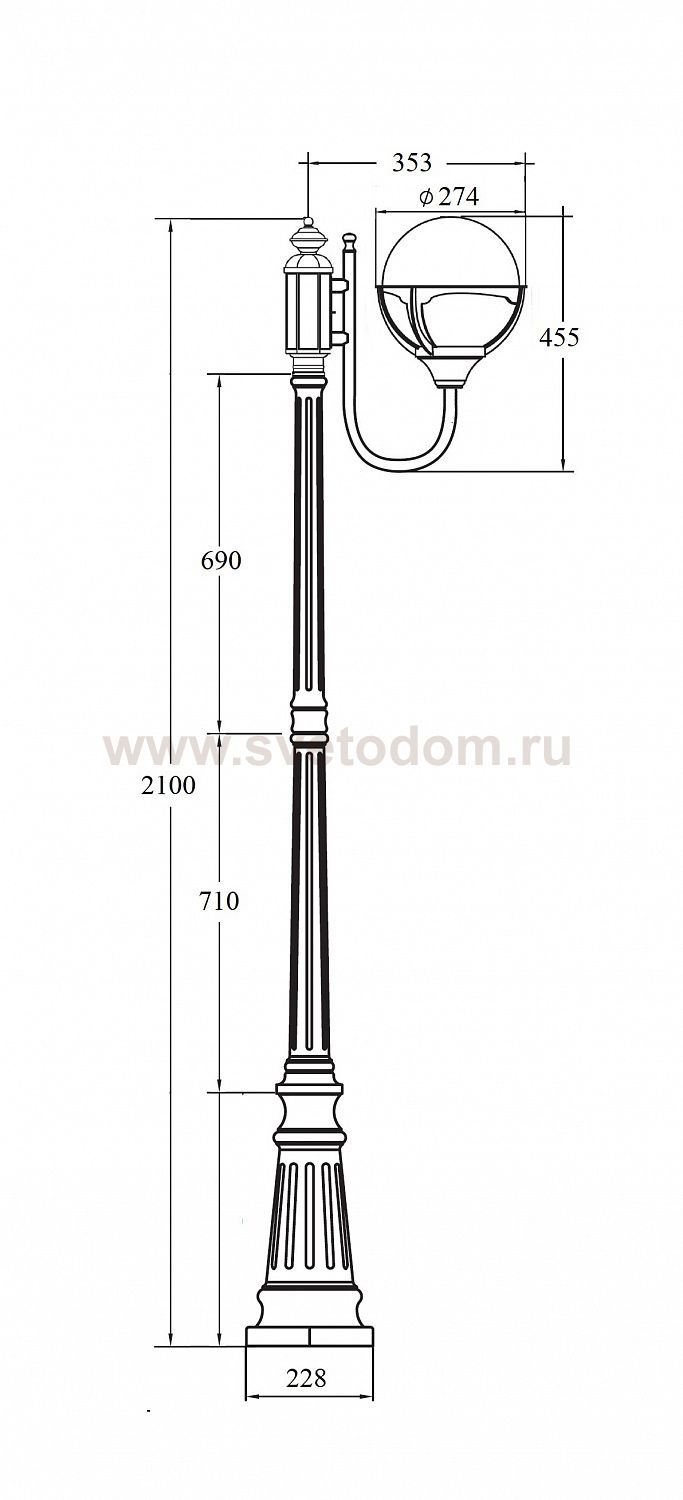 Светильник столб уличный 1 фонарь Oasis Light 88109/10A Bl