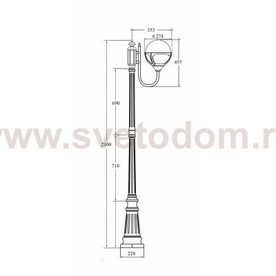 Светильник столб уличный 1 фонарь Oasis Light 88109/10A Bl