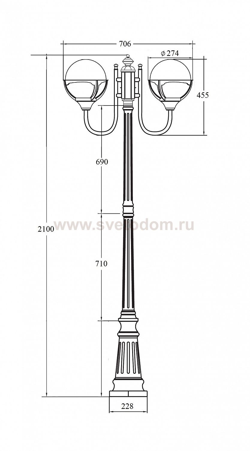 Светильник столб уличный 2 фонаря Oasis Light 88109A/10A Bl