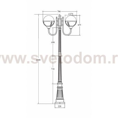 Светильник столб уличный 2 фонаря Oasis Light 88109A/10A Bl