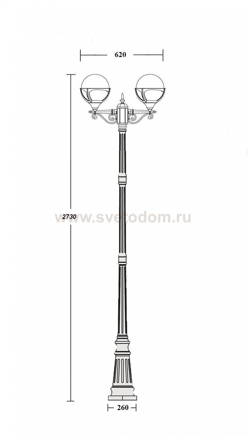 Светильник столб уличный 2 фонаря Oasis Light 88110A 18 Bl