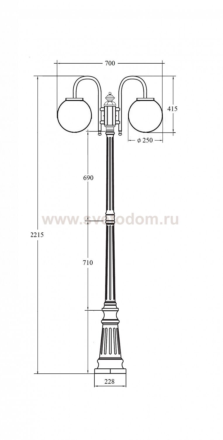 Светильник столб уличный 1 фонарь Oasis Light 88209SA/10A/down Bl