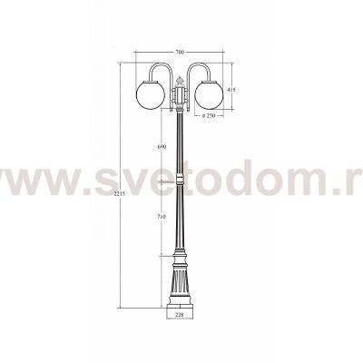 Светильник столб уличный 1 фонарь Oasis Light 88209SA/10A/down Bl