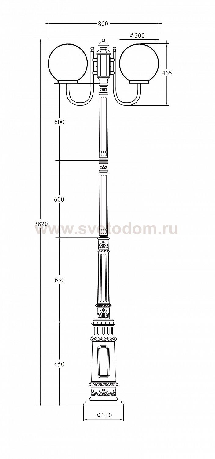Светильник столб уличный 2 фонаря Oasis Light 88210LA/10A/E7 Bl