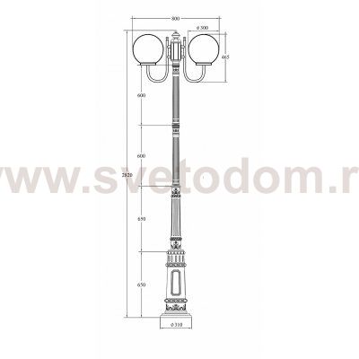 Светильник столб уличный 2 фонаря Oasis Light 88210LA/10A/E7 Bl