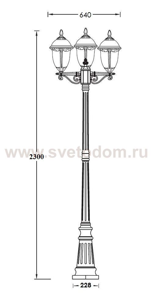 Светильник столб уличный 3 фонаря Oasis Light 89109LB Bl мат/тр