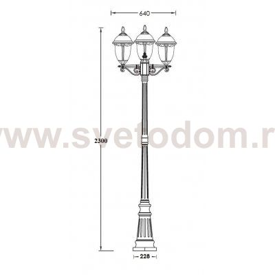 Светильник столб уличный 3 фонаря Oasis Light 89109LB Bl мат/тр
