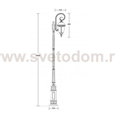 Светильник столб уличный 1 фонарь Oasis Light 89110L/18/E7 Bl мат/тр