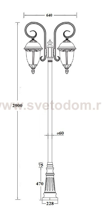 Светильник столб уличный 2 фонаря Oasis Light 89110LA/18/B Bl мат/тр
