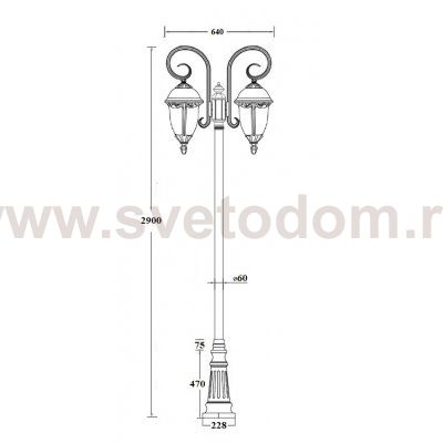 Светильник столб уличный 2 фонаря Oasis Light 89110LA/18/B Bl мат/тр