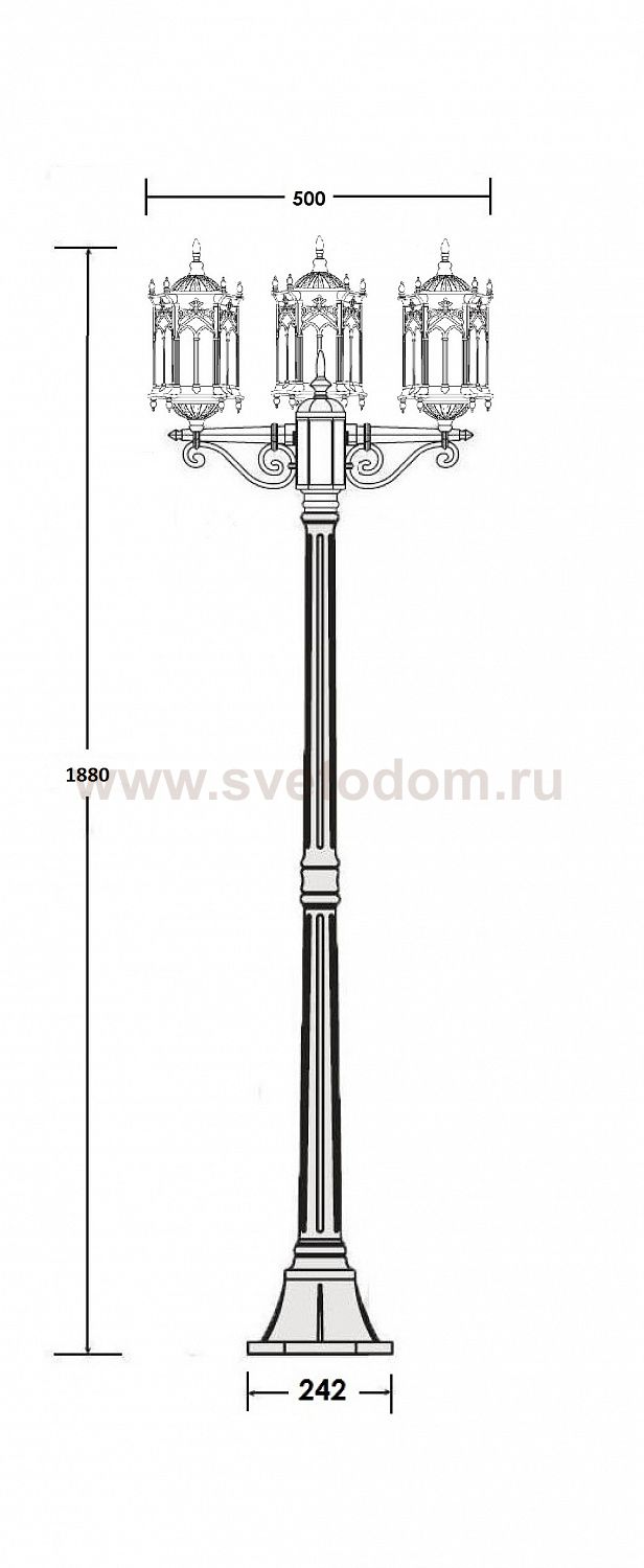 Светильник столб уличный 3 фонаря Oasis Light 89908SB Bl
