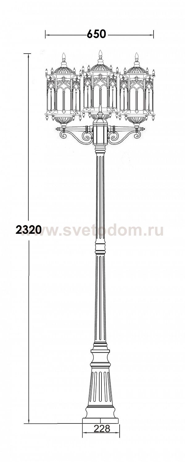 Светильник столб уличный 3 фонаря Oasis Light 89909LB Bl